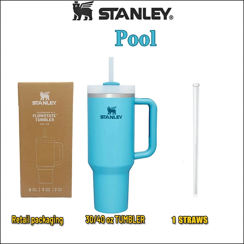 Stanley Quencher Stainless Steel Vacuum Insulated Travel Mug Thermal Coffee Hot Cup with Lid and Straw 30oz/40oz