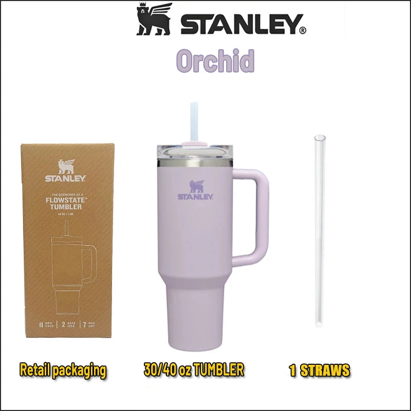 Stanley Quencher Stainless Steel Vacuum Insulated Travel Mug Thermal Coffee Hot Cup with Lid and Straw 30oz/40oz