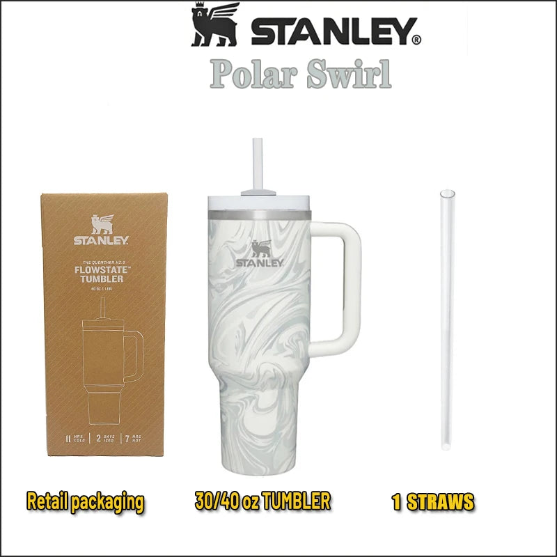 Stanley Quencher Stainless Steel Vacuum Insulated Travel Mug Thermal Coffee Hot Cup with Lid and Straw 30oz/40oz