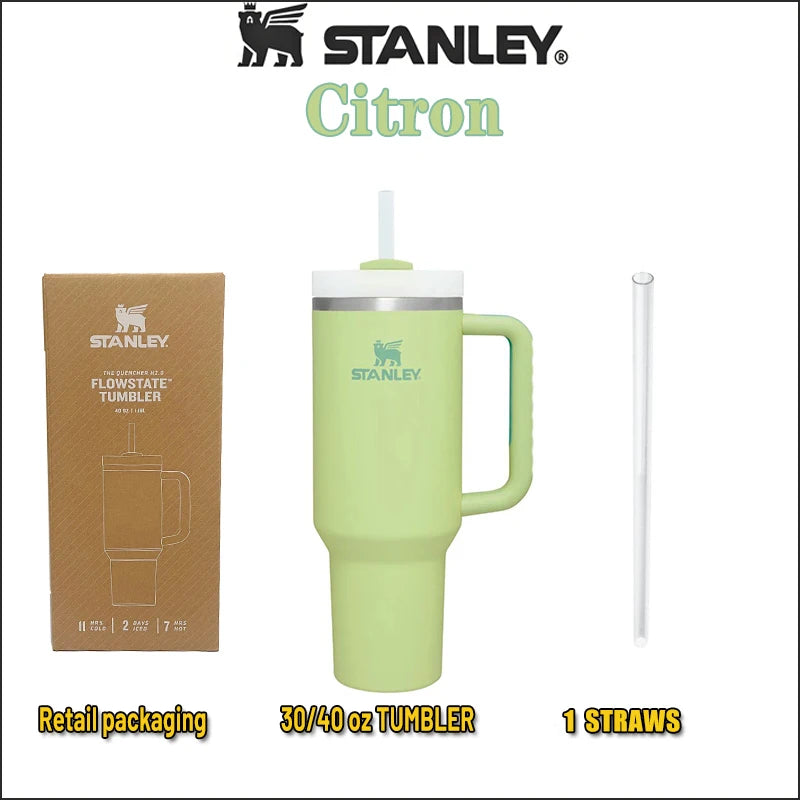 Stanley Quencher Stainless Steel Vacuum Insulated Travel Mug Thermal Coffee Hot Cup with Lid and Straw 30oz/40oz